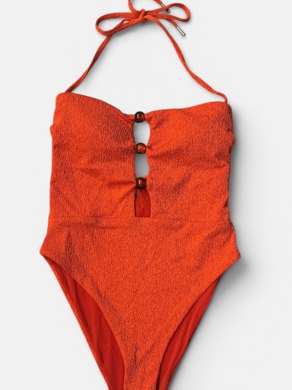 Rebecca Minkoff Orange Textured One-Piece Swimsuit